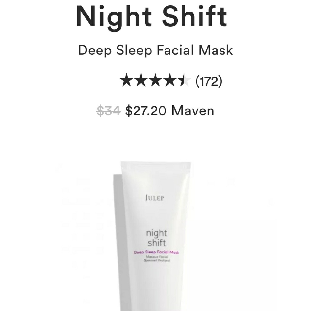 NIB Julep Night Shift facial mask